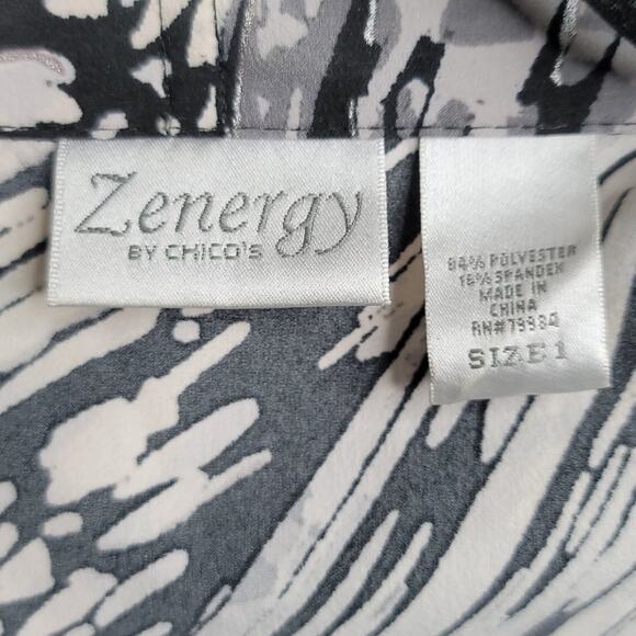 Zenergy Chico's Metallic Zebra Print Full Zip Lightweight Jacket, Size 8 Medium - Picture 11 of 12